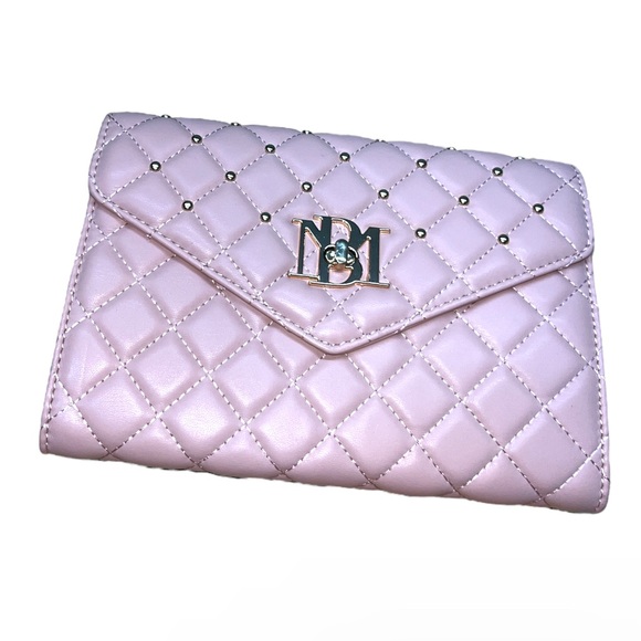 BADGLEY MISCHKA PURSE BLUSH PINK DIMOND QUILTED CROSSBODY SHOULDER BAG STUDS - Picture 4 of 12